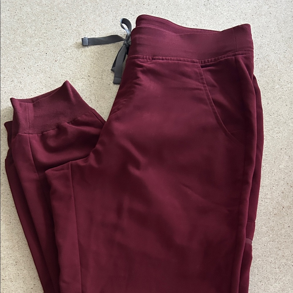 Figs Women's Burgundy Drawstring Jogger scrub pants